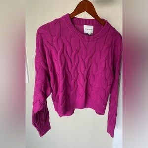 Bright Barbie Pink (Intense Magenta) Cropped Knit Sweater